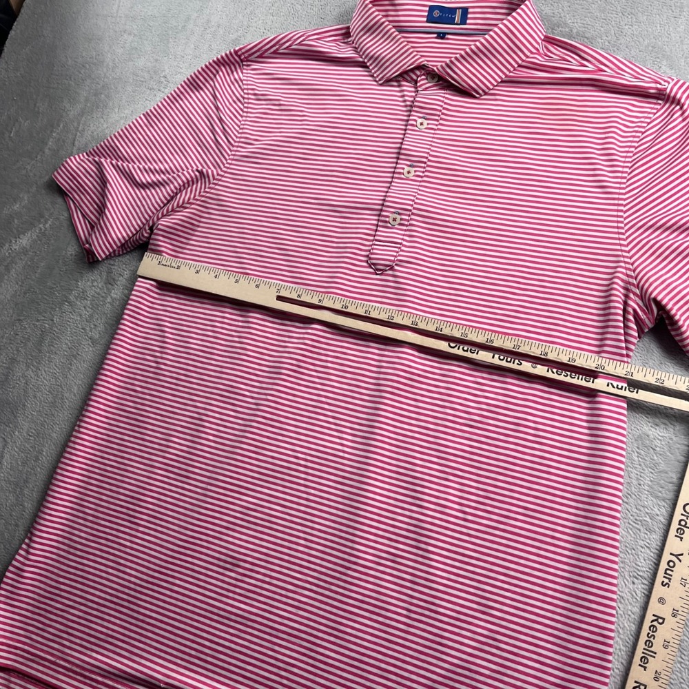 Stitch Golf Mens Large Pink White Striped Performance Polo Shirt Short Sleeve L - Picture 4 of 8